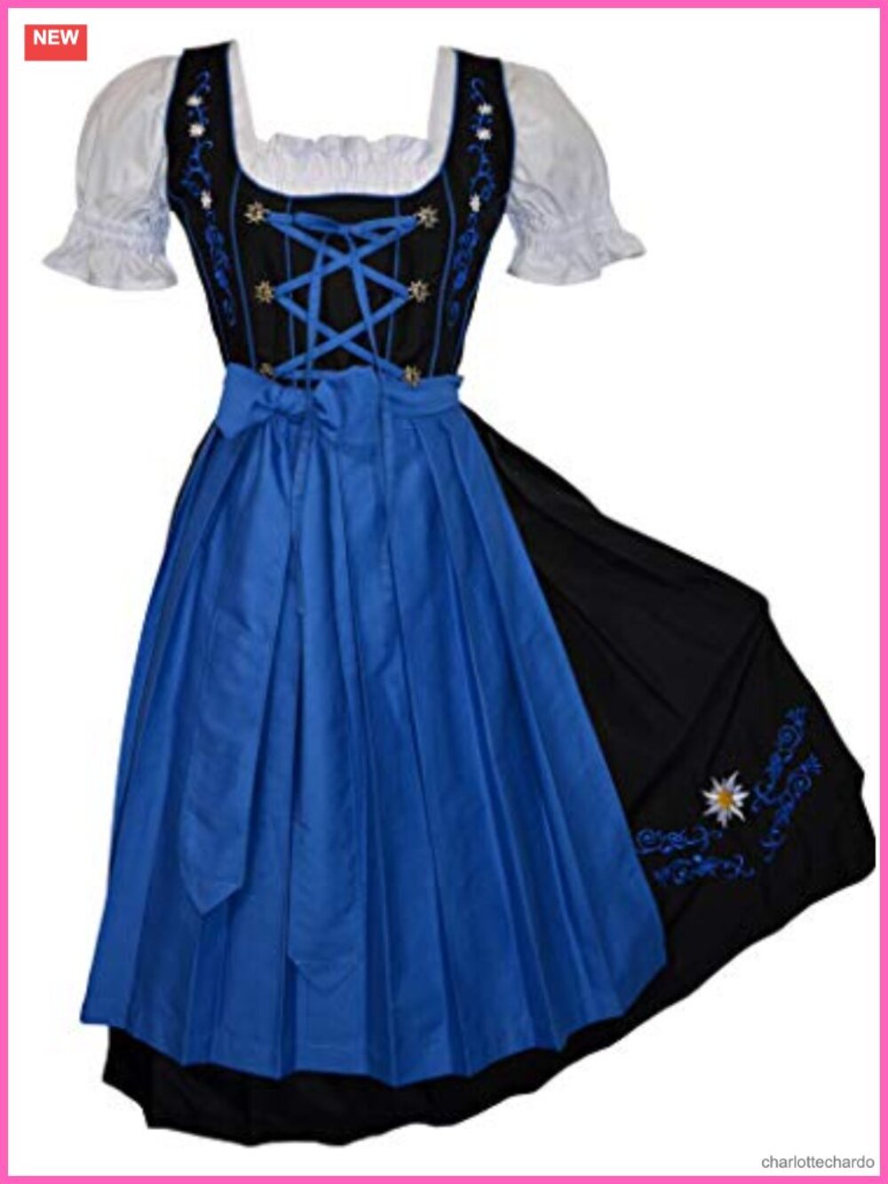 Edelweiss Creek Long 3-Pcs German Embroidered Oktoberfest Dirndl Dress